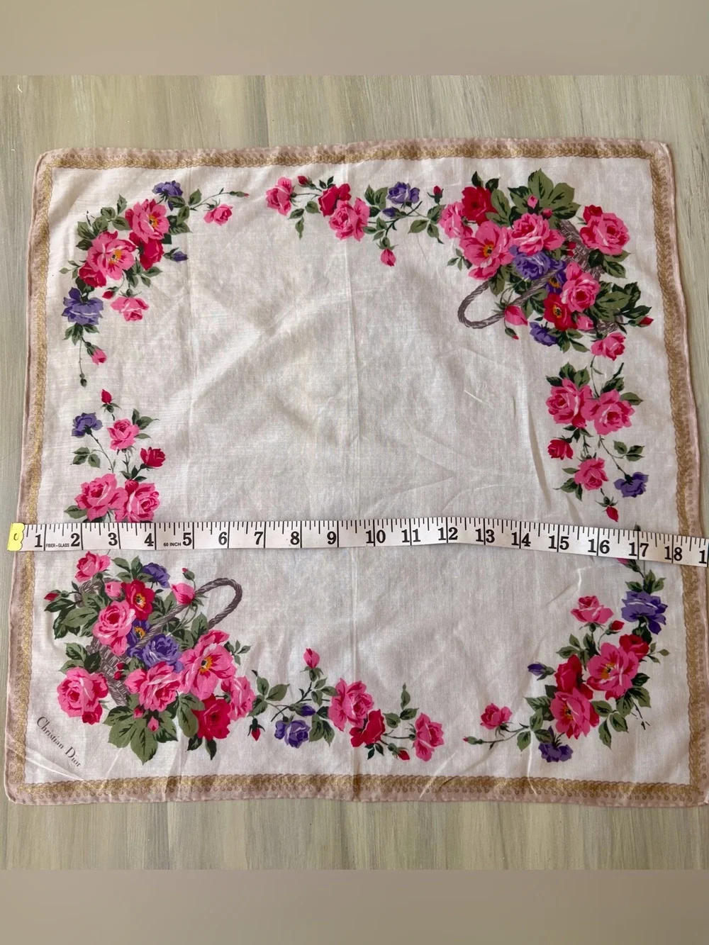 Dior Pink Floral Cottagecore Silky Scarf Bandana Headband Bag Scarf Neckerchief